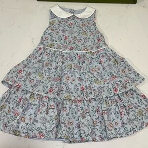 Janie and Jack Floral Sleeveless Dress with White Collar, Size 4